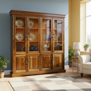 Teak Wood Almirah Show Box with Glass Doors – Premium Display Storage