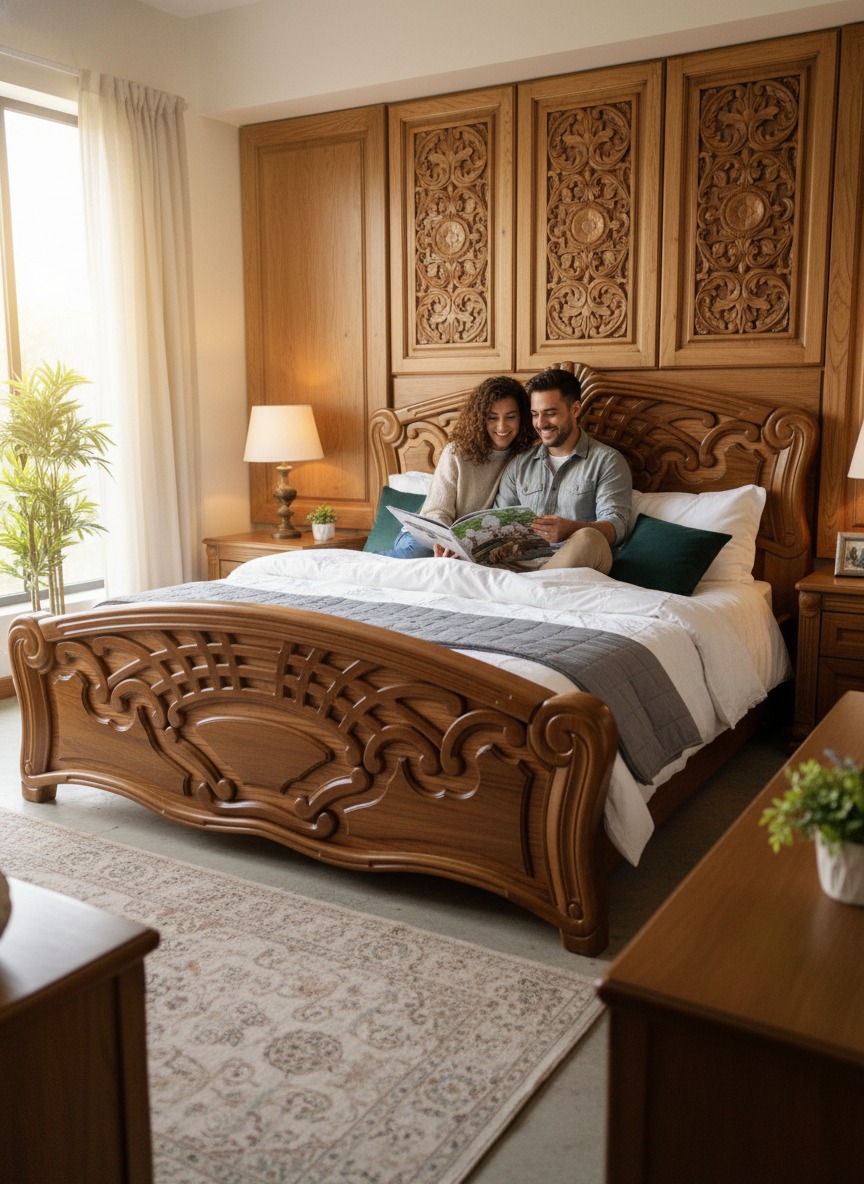 King Size Solid Teakwood Bed