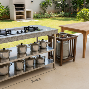 Modular Outdoor Kitchen Table with Dining Set – Weather-Resistant Design